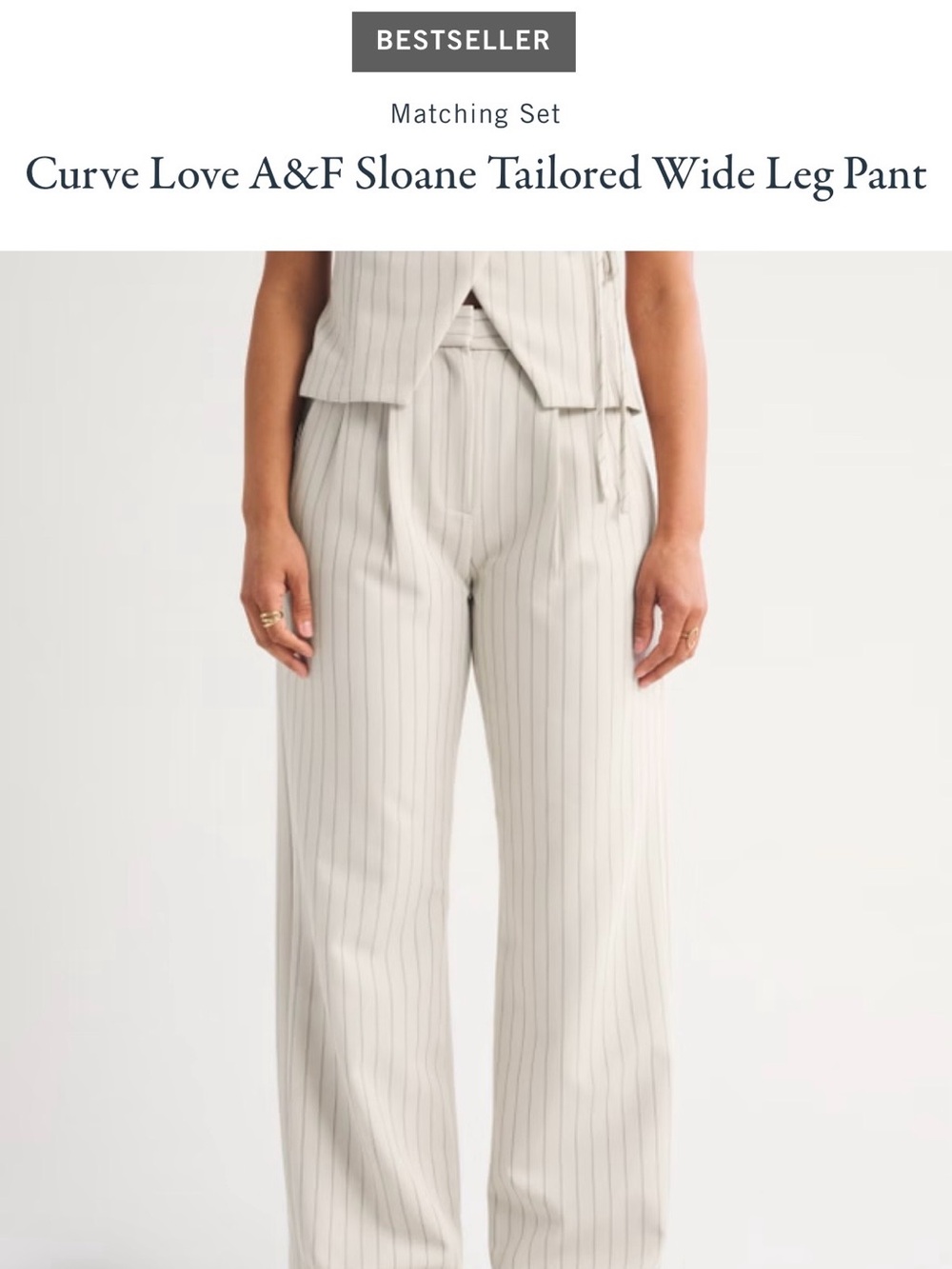 Abercrombie & Fitch Cream Pinstripe Wide Leg Trousers